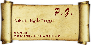 Paksi Györgyi névjegykártya
