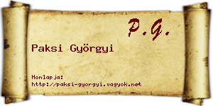 Paksi Györgyi névjegykártya